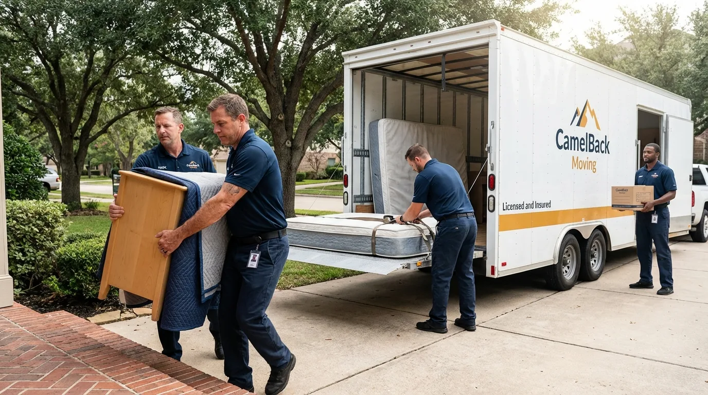 Crew loading residential truck for cross-state move from Superior, MT